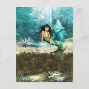 Carte postale Sirène sur le plancher océanique