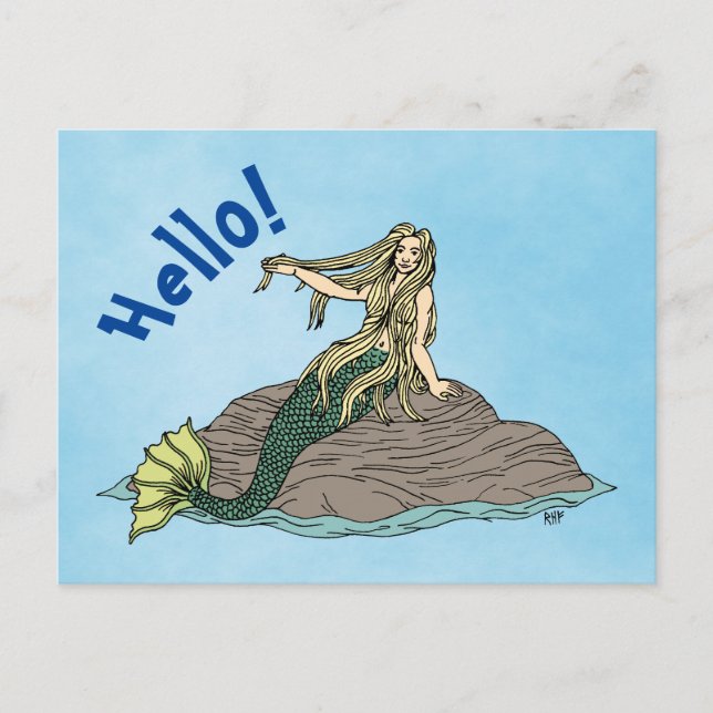 Carte Postale Sirène sur Rocks (Devant)