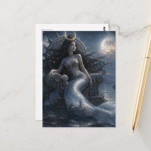 Carte Postale Sirène sur son Trône