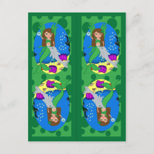 Carte Postale Sirène verte et Signets de la Merfaery