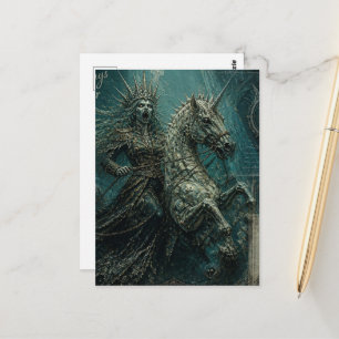 Carte Postale Sirène zombie sur une licorne hippocampe