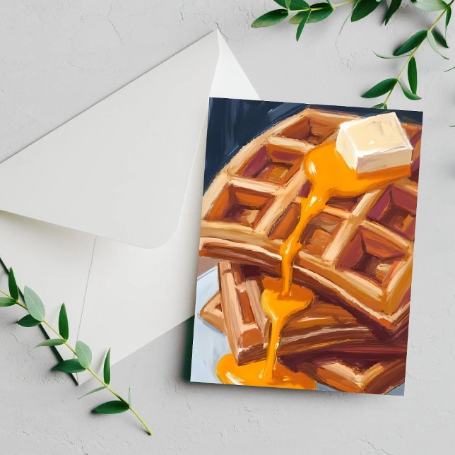 Carte Postale Sirop de gaufre Petit-déjeuner Aquarelle Peinture (Créateur téléchargé)