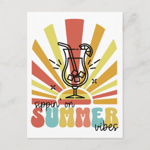 Carte Postale Sirop Sur Les Vibrations De L'été, Soleil Rétro, V