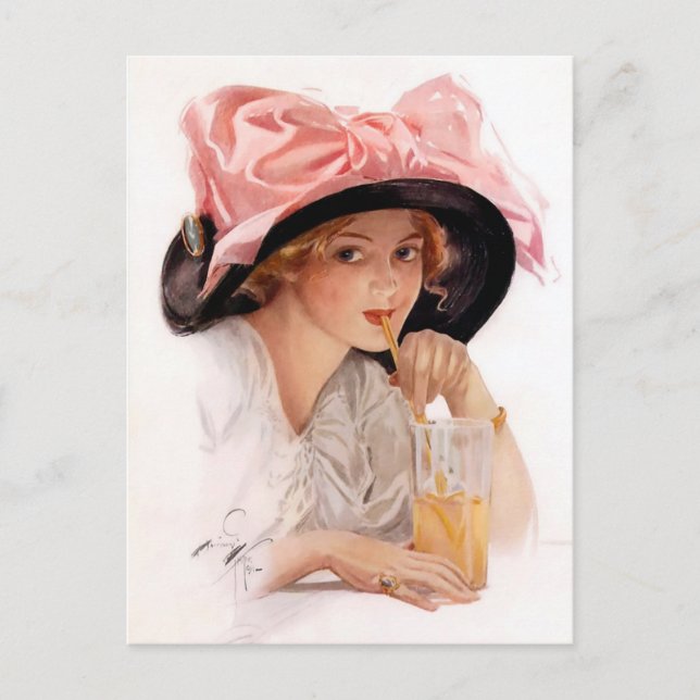 Carte Postale Siroter la citronnelle (Devant)