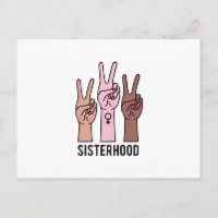 Sisterhood, main féminine avec signe de paix