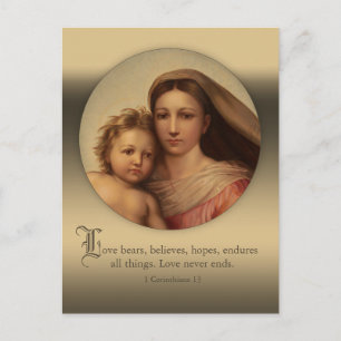 Carte Postale Sistine Marie et Jésus enfant Love citation CC0977