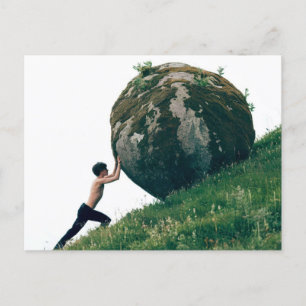 Carte postale Sisyphus Rollder Boulder up Hill