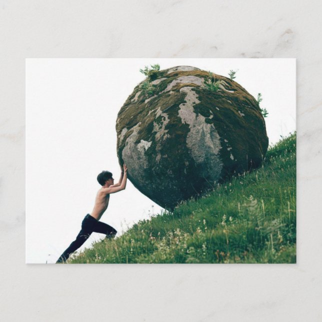 Carte postale Sisyphus Rollder Boulder up Hill (Devant)