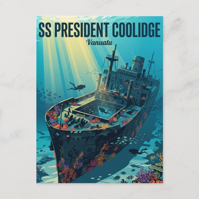 Carte Postale Site de plongée sur l'épave du SS President Coolid (Devant)