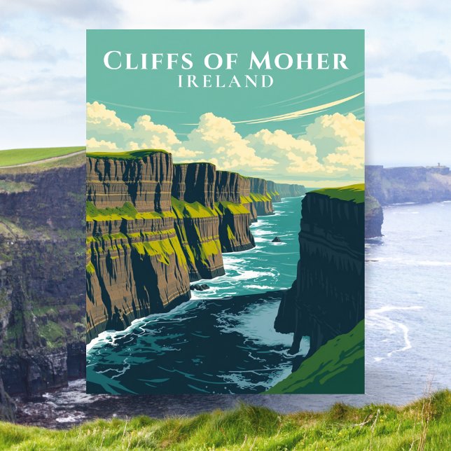 Carte Postale Site irlandais emblématique Falaises de Moher Irla (Iconic Irish Landmark Cliffs of Moher Ireland Postcard)