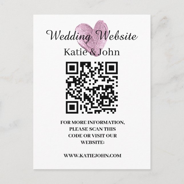 Carte Postale Site Web de Mariage Ajouter un Texte de Nom Code Q (Devant)
