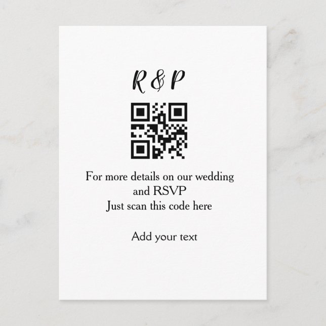 Carte Postale site web mariage rsvp q r code ajouter nom texte t (Devant)