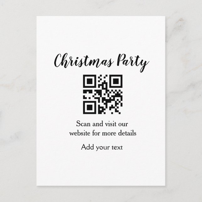Carte Postale Site web simple pour fête de Noël code-barres QR a (Devant)