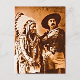 Carte Postale Sitting Bull Buffalo et Bill Wild West Show 1885