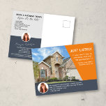 Carte Postale SITUÉ À LA LISTE Orange Photo Immobilier Marketing<br><div class="desc">Augmentez votre notoriété de marque et créez de nouvelles pistes avec cette carte postale de marketing immobilier JUST LISTED. Les avantages de les expédier à votre exploitation agricole sont triplés. 1. Vous pourriez trouver votre acheteur potentiel. 2. D'autres agents seront avisés de votre annonce afin qu'ils puissent la montrer à...</div>