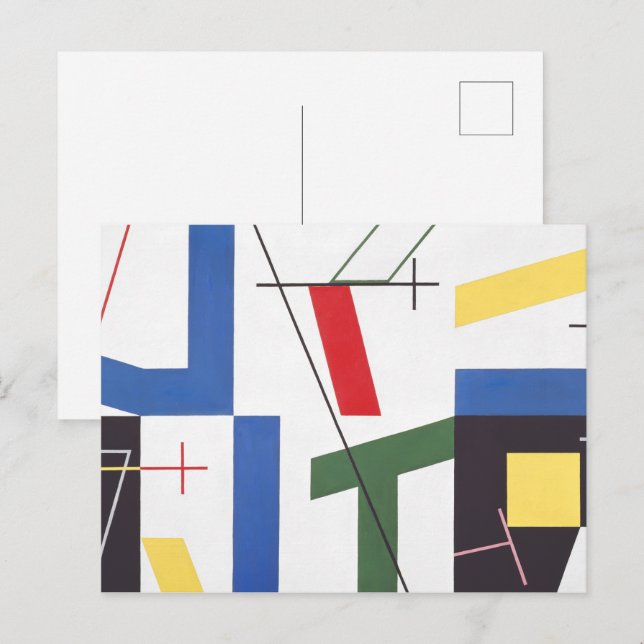 Carte Postale Six espaces avec croix | Sophie Taeuber-Arp | (Devant / Derrière)