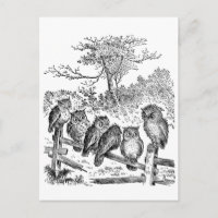 Six Petits Chouettes assis sur une clôture brisée