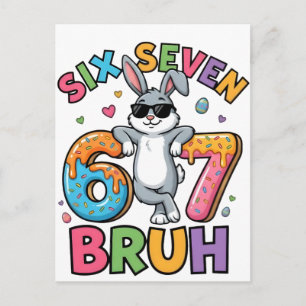 Carte Postale Six Seven 67 Bruh Lapin de Pâques T-Shirt Drôle