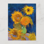 Carte Postale Six Sunflowers van Gogh Art<br><div class="desc">C'est le tableau à huile "Six Tournesols" réalisé en 1888 par l'artiste post-impressionniste néerlandais Vincent Willem van Gogh (1853-1890).    C'est notre Série des Beaux-Arts n° 117.</div>
