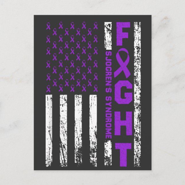 Carte Postale Sjogren's Syndrome Ribbon Fight US Flag (Devant)