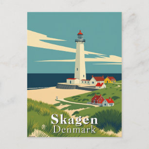 Carte Postale Skagen, Danemark Lighthouse Retro Art