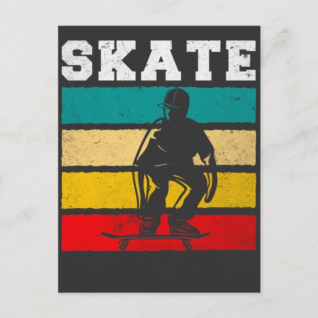 Carte Postale Skate Boy Skateboard Kid Retro (Devant)