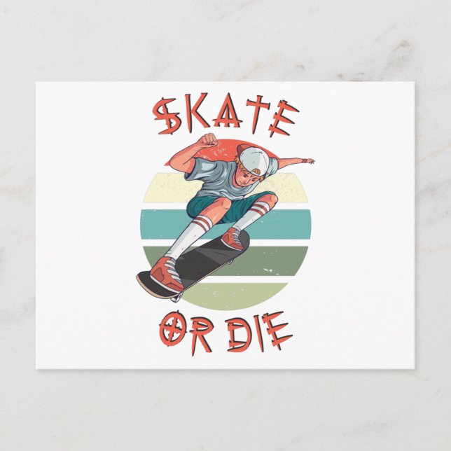 Carte Postale Skate ou die Skateboarder Garçon (Devant)