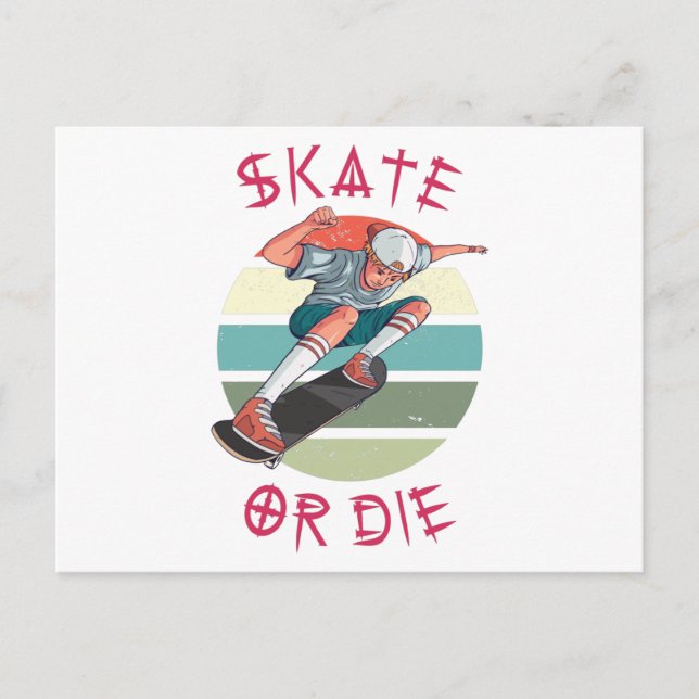 Carte Postale Skate ou die Skateboarder Garçon (Devant)