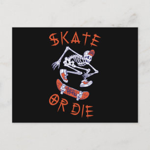 Carte Postale Skate ou die Skeleton Skateboarder