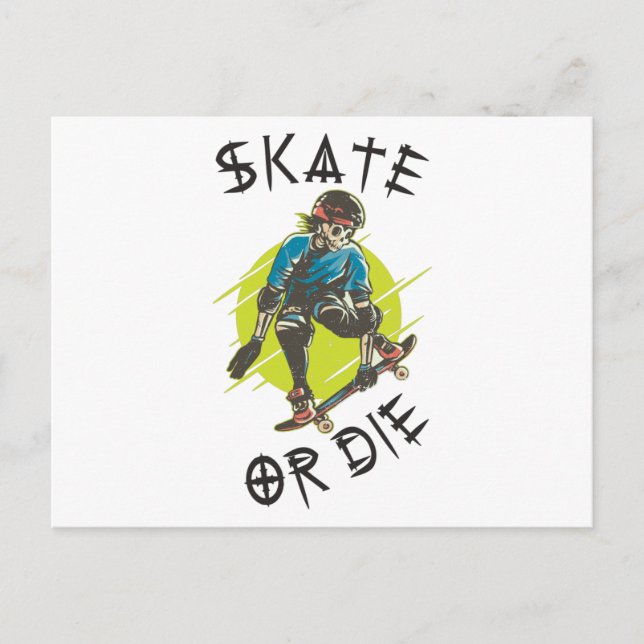 Carte Postale Skate ou die Skeleton Skateboarder (Devant)