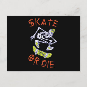 Carte Postale Skate ou die Skeleton Skateboarder