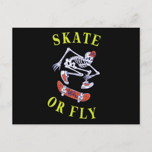 Carte Postale Skate ou volez Skeleton Skateboarder