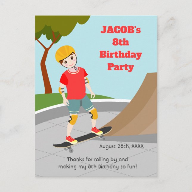 Carte Postale Skate Park Fun Boy Fête d'anniversaire (Devant)