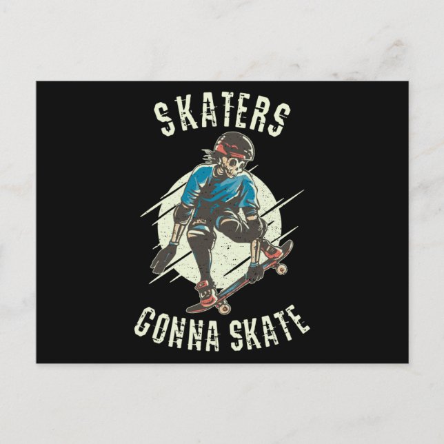 Carte Postale Skate Skate Skeleton Skateboarder (Devant)