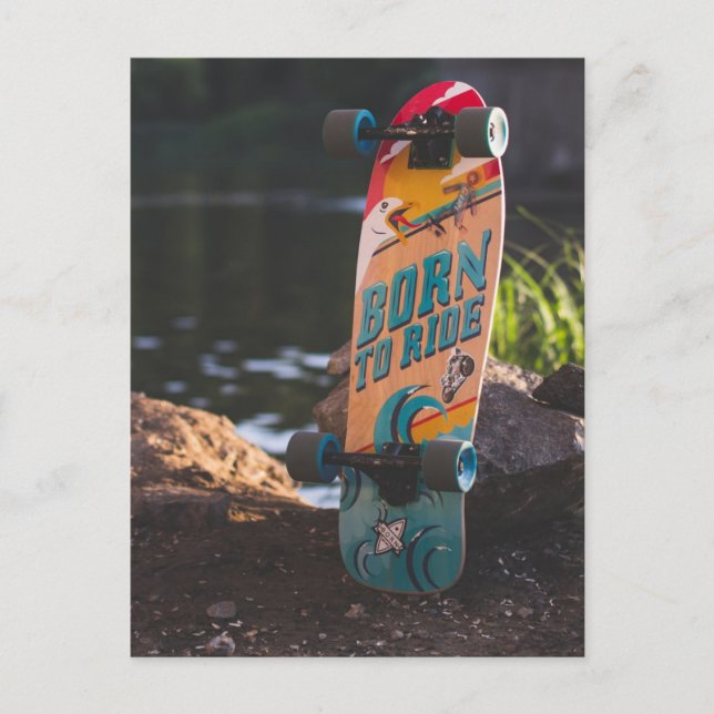 Carte Postale Skateboard Né À Ride (Devant)