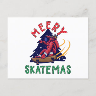 Carte Postale Skateboard Noël, Skate Santa Claus