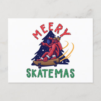Carte Postale Skateboard Noël, Skate Santa Claus