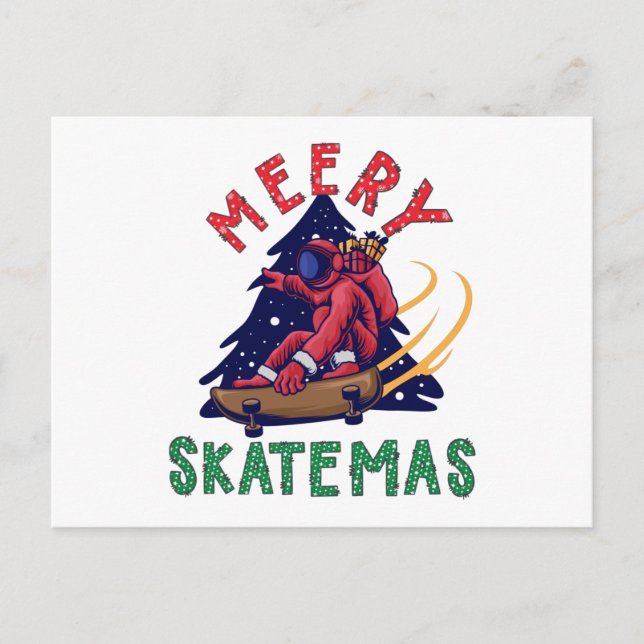 Carte Postale Skateboard Noël, Skate Santa Claus (Devant)