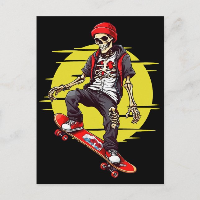 Carte Postale Skateboard Skeleton (Devant)