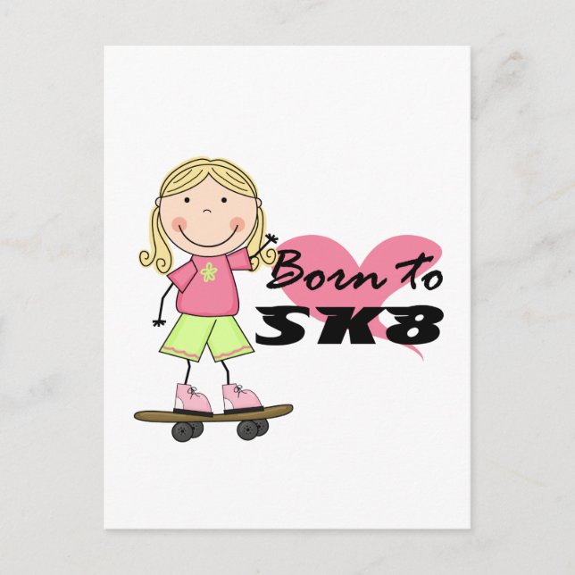 Carte Postale SKATEBOARDER - Blond Girl Tshirts et cadeaux (Devant)