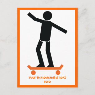 Carte Postale Skateboardeur sur son skateboard personnalisé