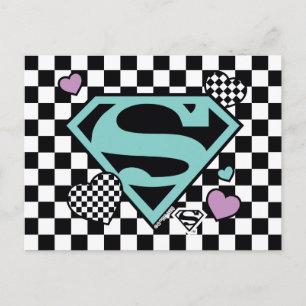 Carte Postale Skater Girl Supergirl Coeurs S-Shield