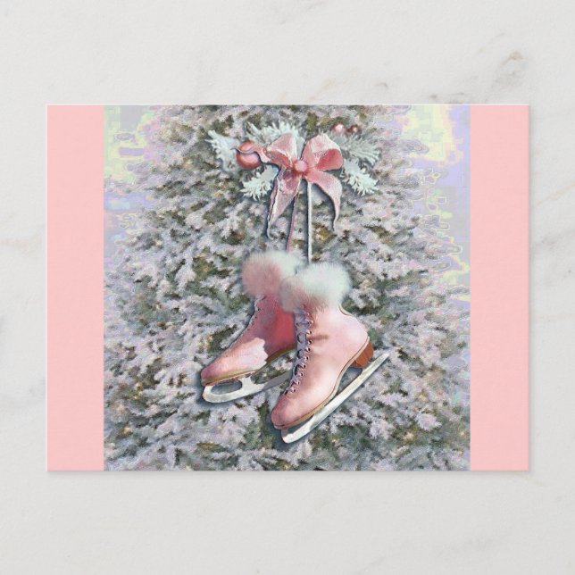 Carte Postale SKATES DE GLACE en ROSE par SHARON SHARPE (Devant)