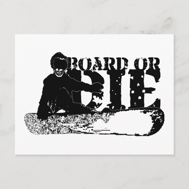 Carte Postale skeleboarder ou die. (Devant)