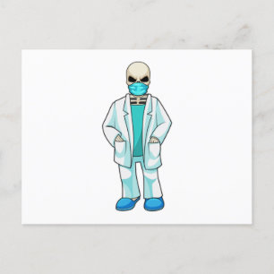 Carte Postale Skeleton comme docteur avec masque visage