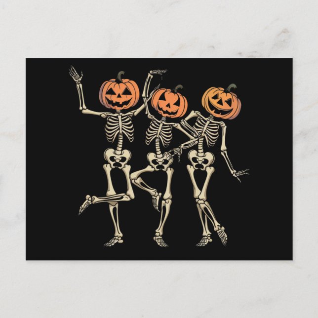 Carte Postale Skeleton Halloween Citrouille Automne saison Éffra (Devant)