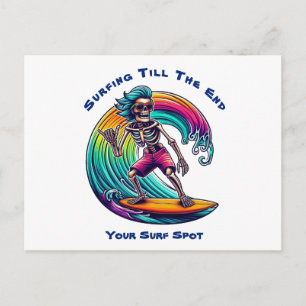 Carte Postale Skeleton Surfer En Vague