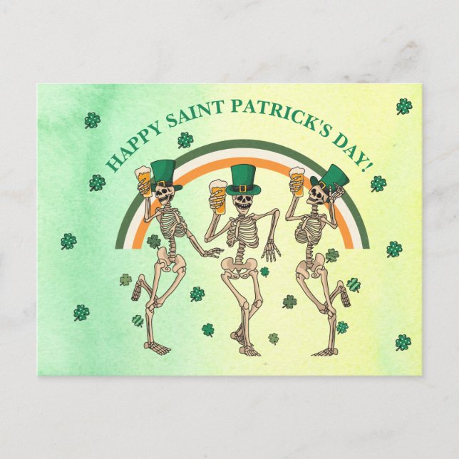 Carte Postale Skeletons Dansant Bonne Saint Patrick's Day (Devant)