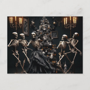 Carte Postale Skeletons dansent autour de l'arbre de Noël