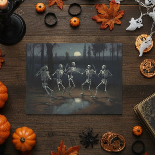 Carte Postale Skeletons de danse de découpage d'Halloween